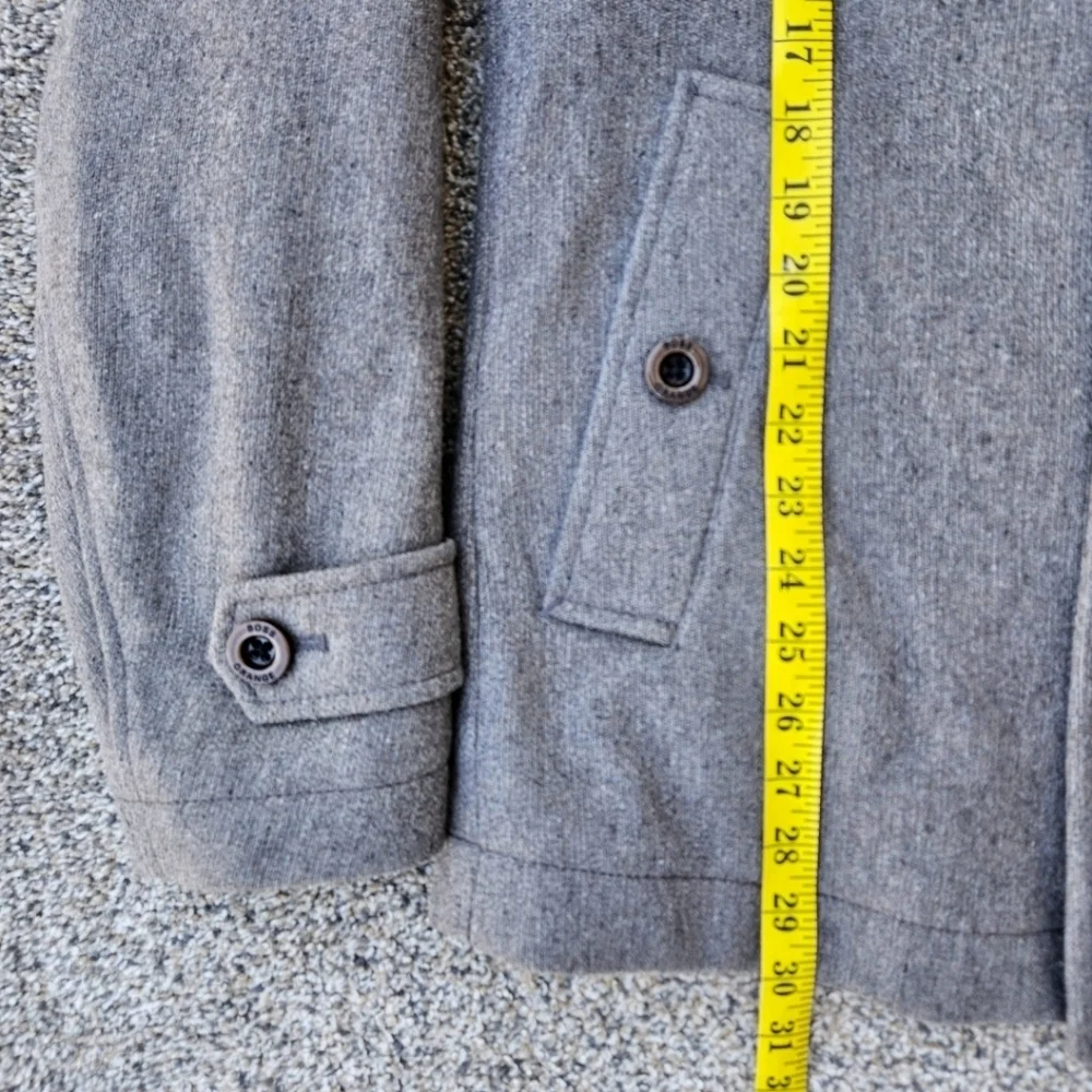 Hugo Boss Orange Wool Field Jacket Heavy Warm Coat Gray Blue Mens Size 42R